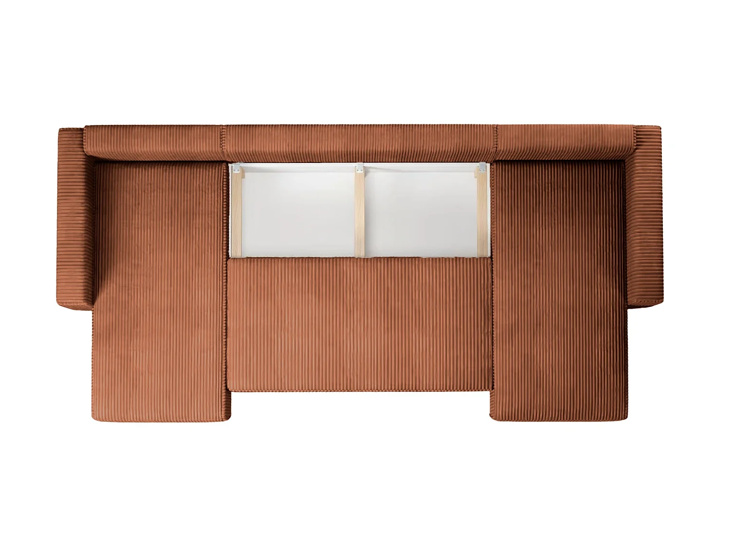 MAURIE - Panoramabank klein ribfluweel 5 zits - Terracotta