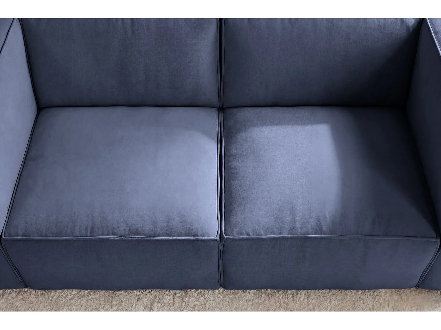 MINI BASIL - Sofa 2-er rechte stof - Blauw