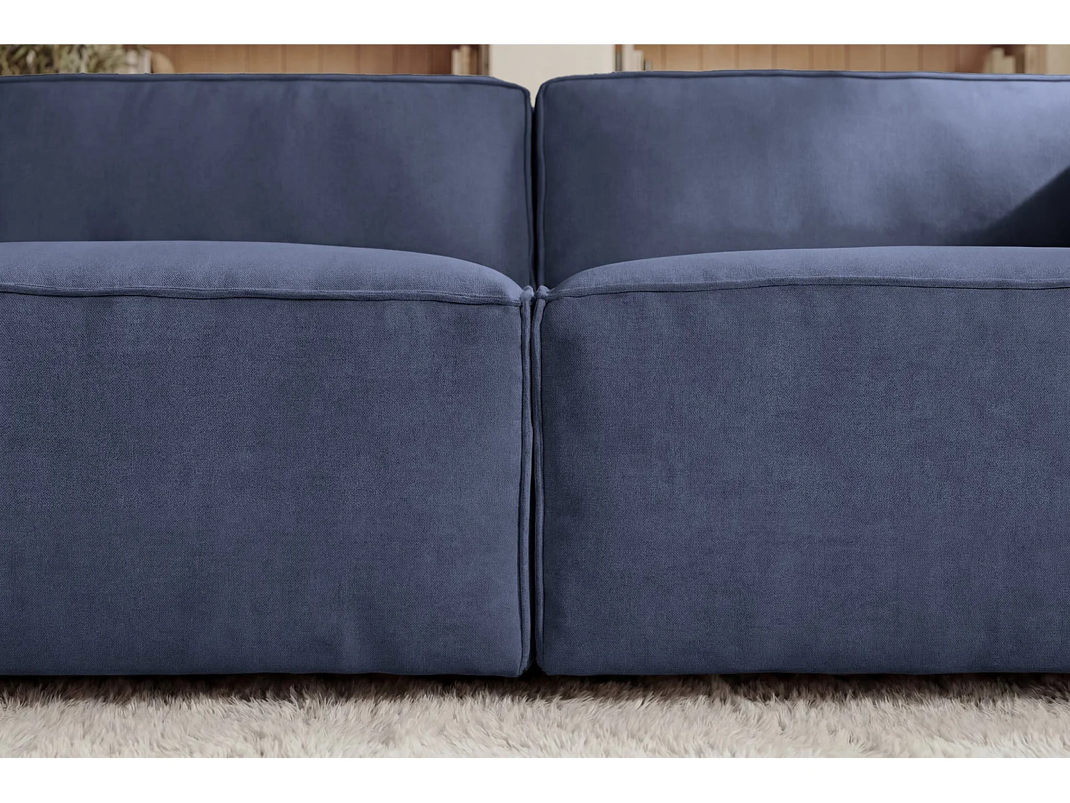 MINI BASIL - Sofa 2-er rechte stof - Blauw