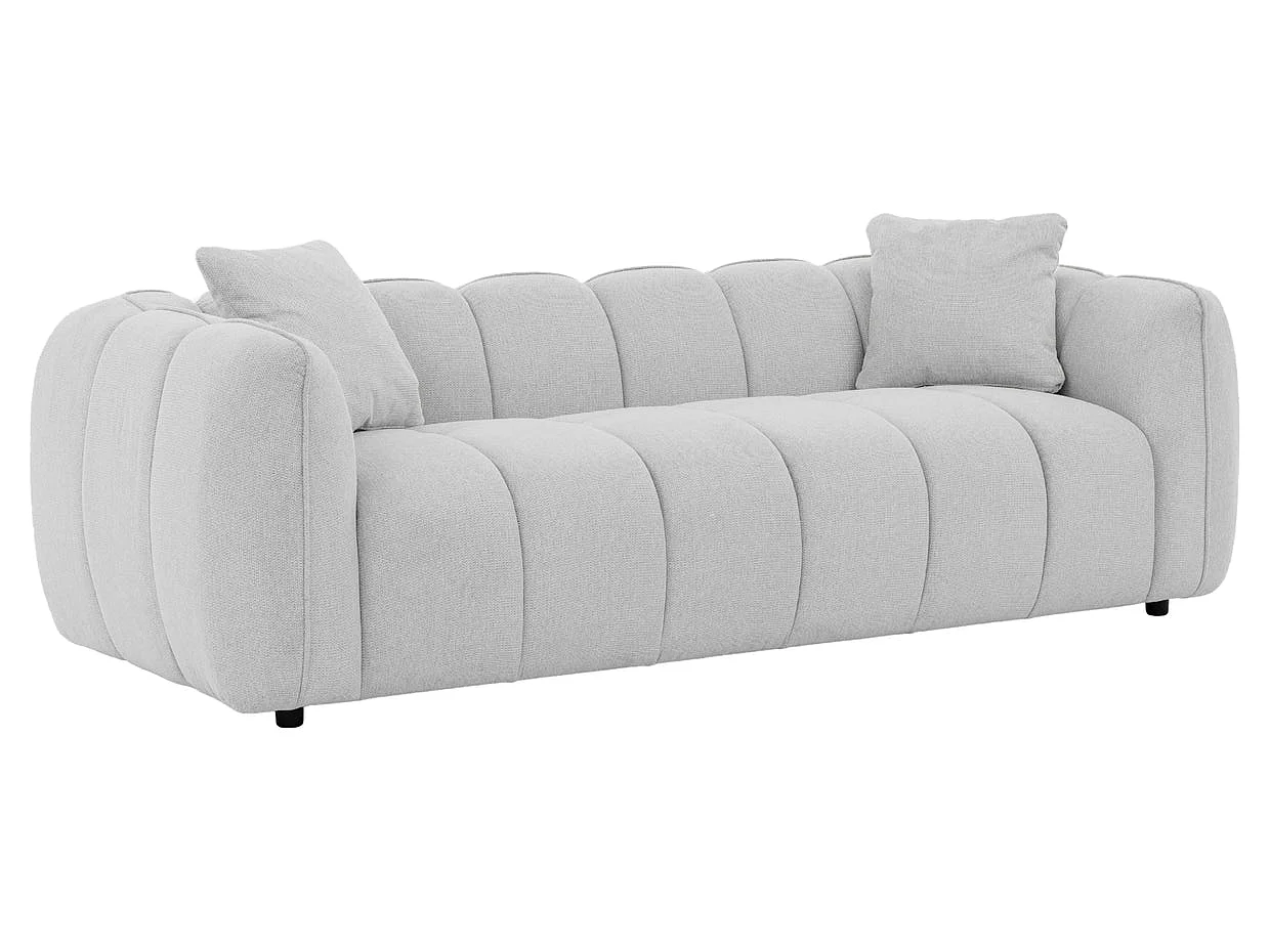 HAVANA - Canapé droit tissu lisse 3 places Gris clair