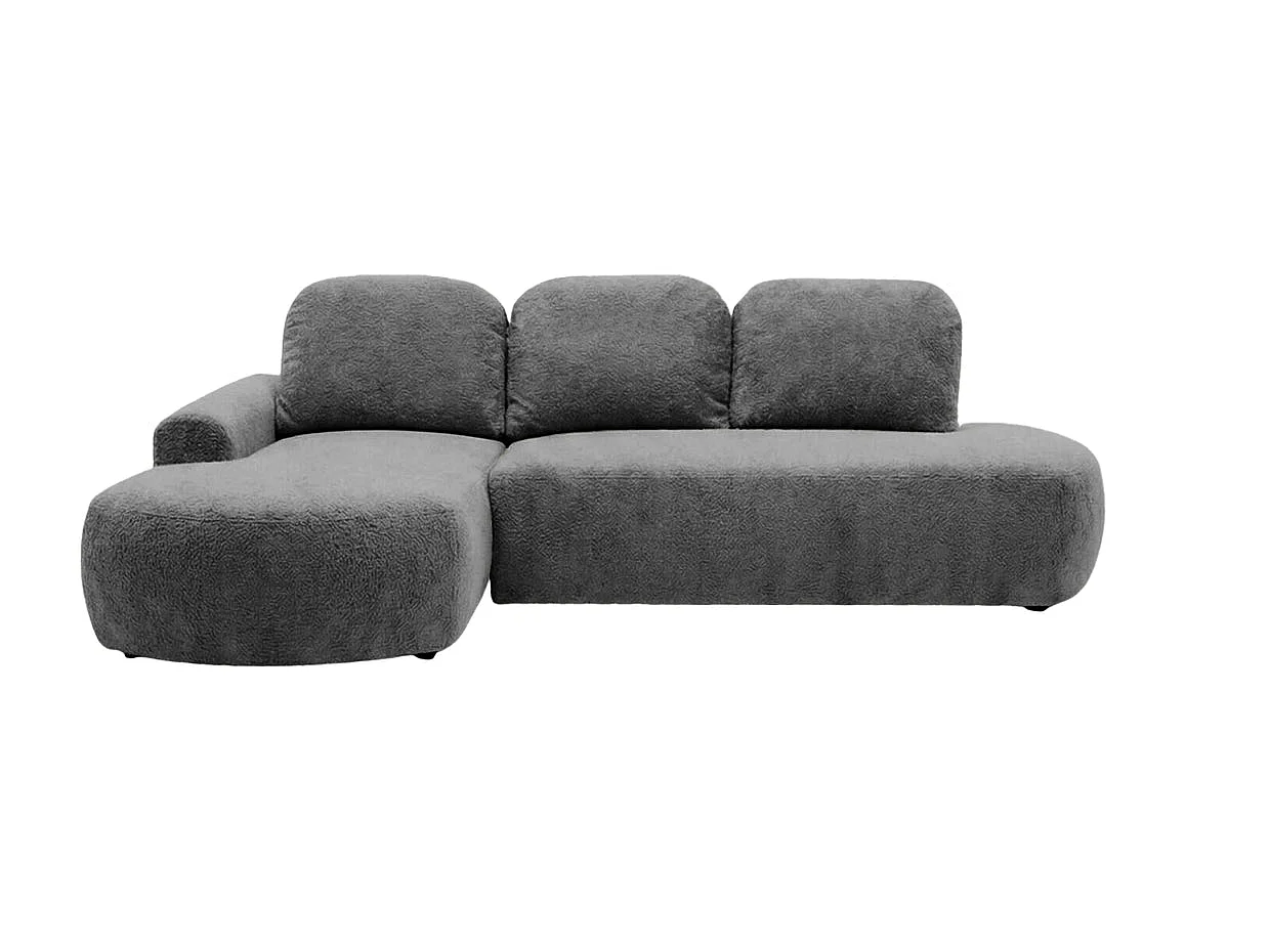 COLIN - Canapé d'angle tissu texturé 3 places Gris foncé Gauche