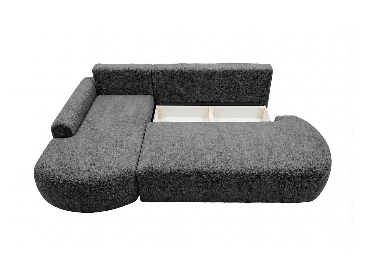 COLIN - Canapé d'angle tissu texturé 3 places Gris foncé Gauche