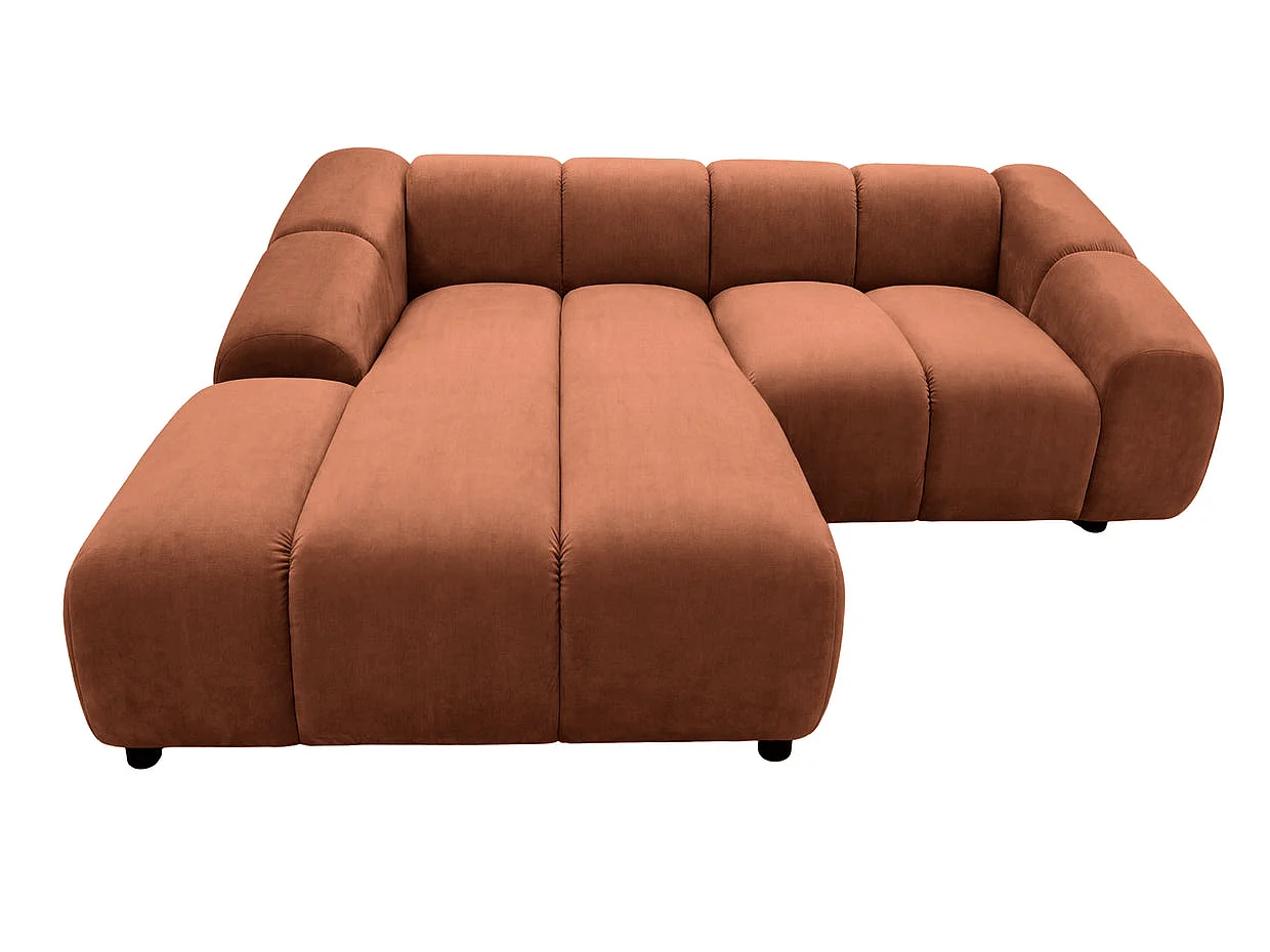 CANDICE - 3-zits hoekbank van fluweel, kleur Terracotta, links