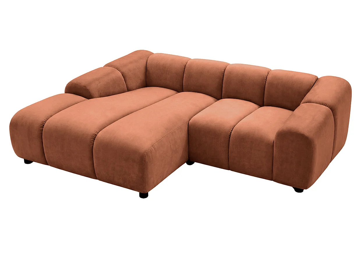CANDICE - 3-zits hoekbank van fluweel, kleur Terracotta, links