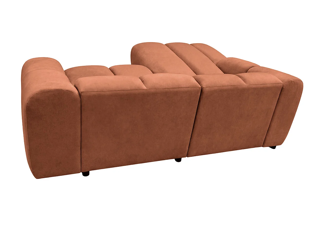 CANDICE - 3-zits hoekbank van fluweel, kleur Terracotta, links