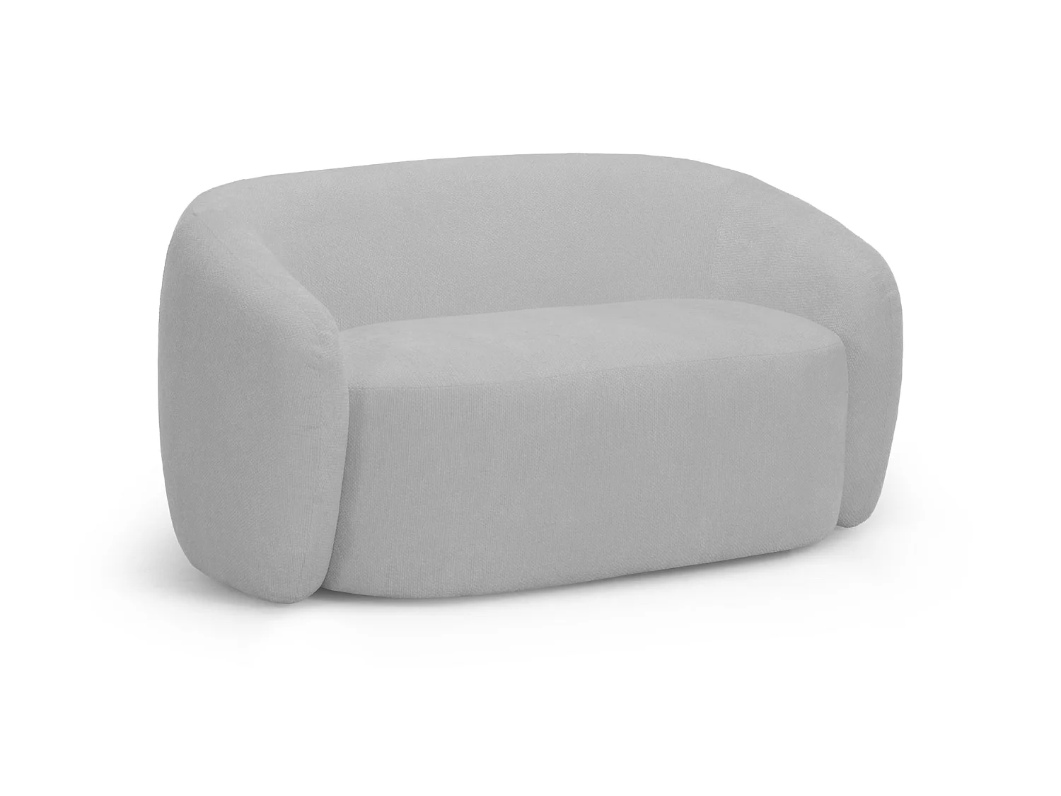 AURELIE - Pack Canapé droit 2 places + fauteuil + pouf tissu Gris clair