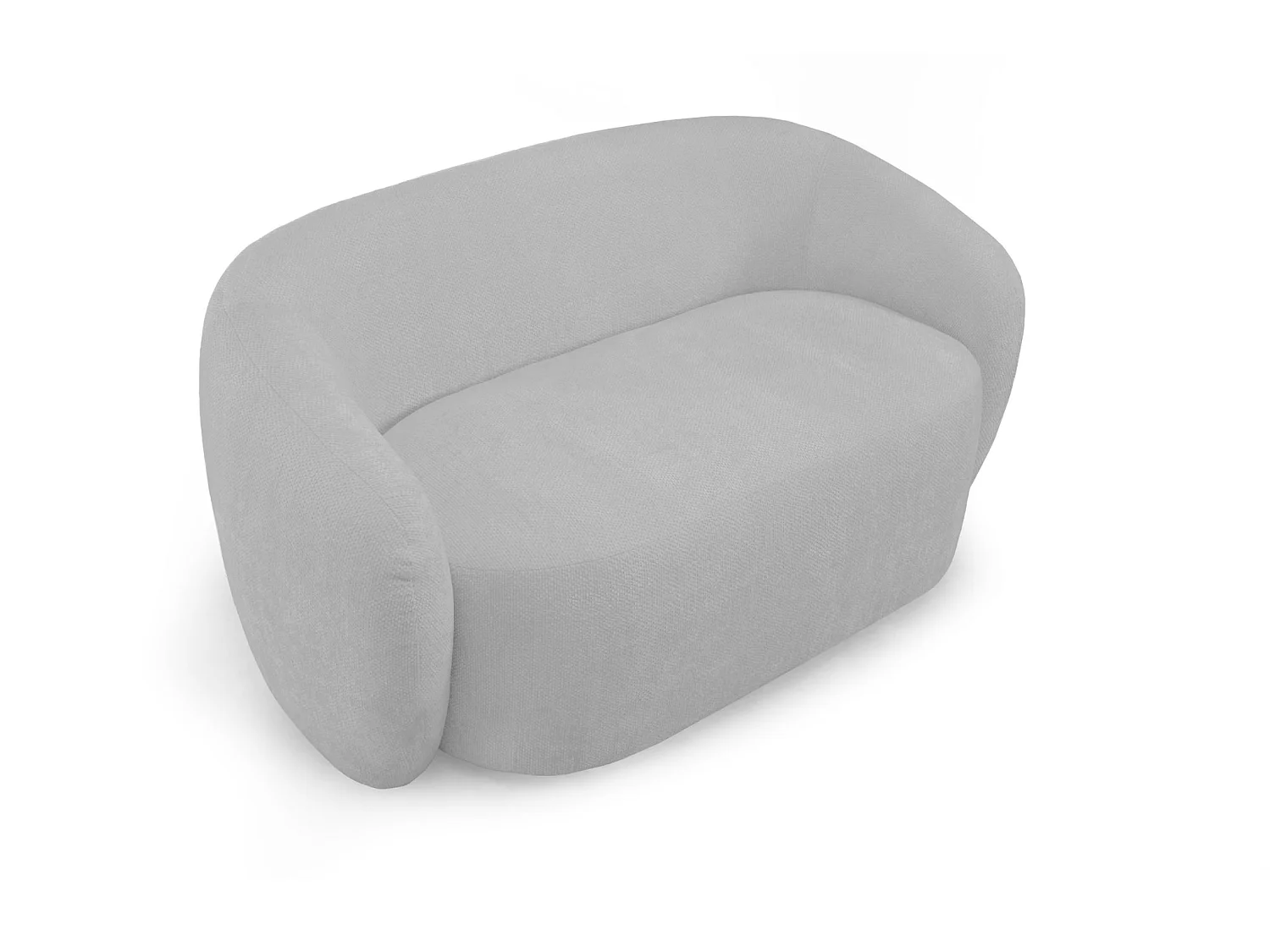 AURELIE - Pack Canapé droit 2 places + fauteuil + pouf tissu Gris clair