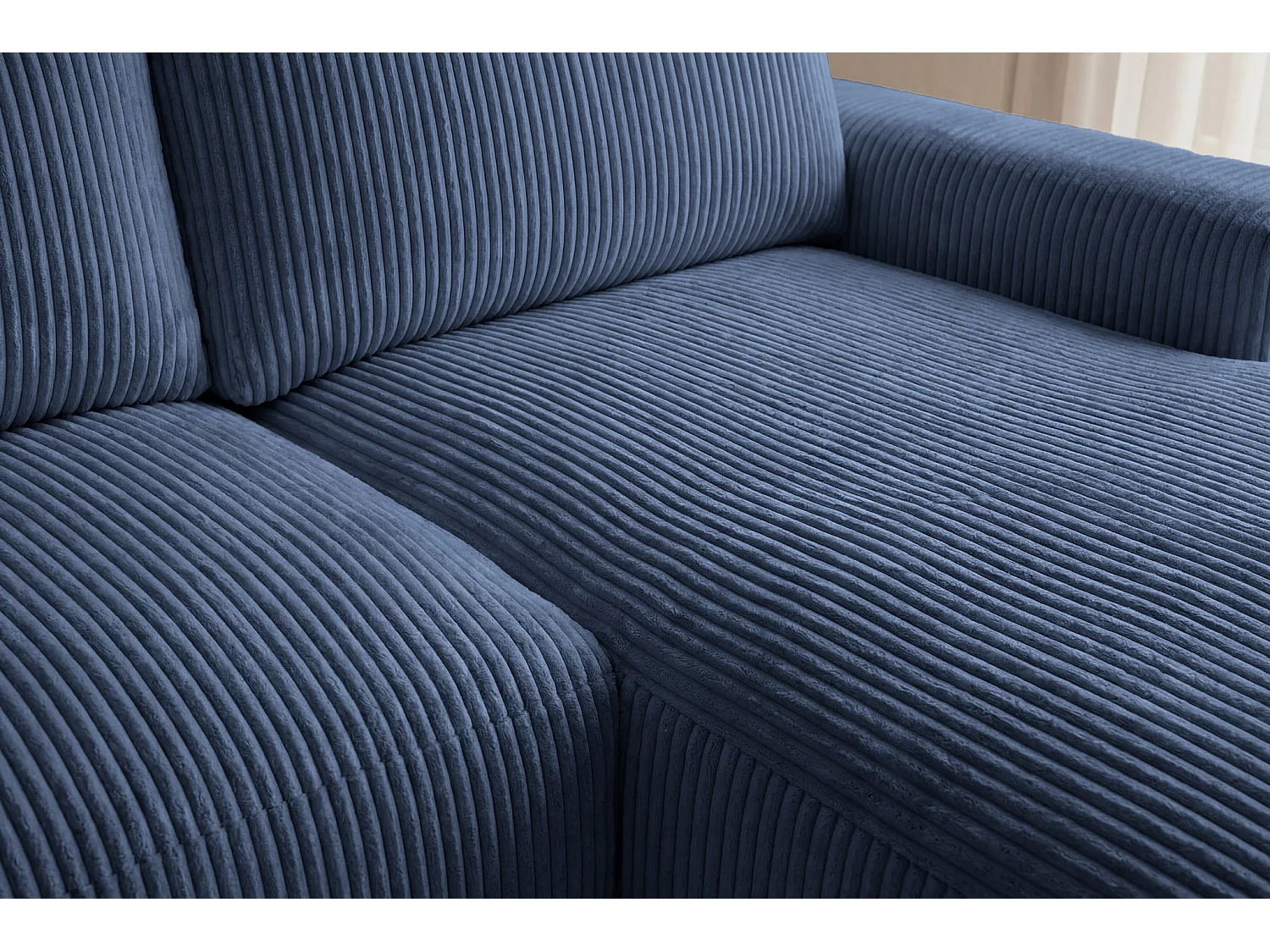 OLYMPE - 4 zits kleine corduroy hoekbank - Blauw