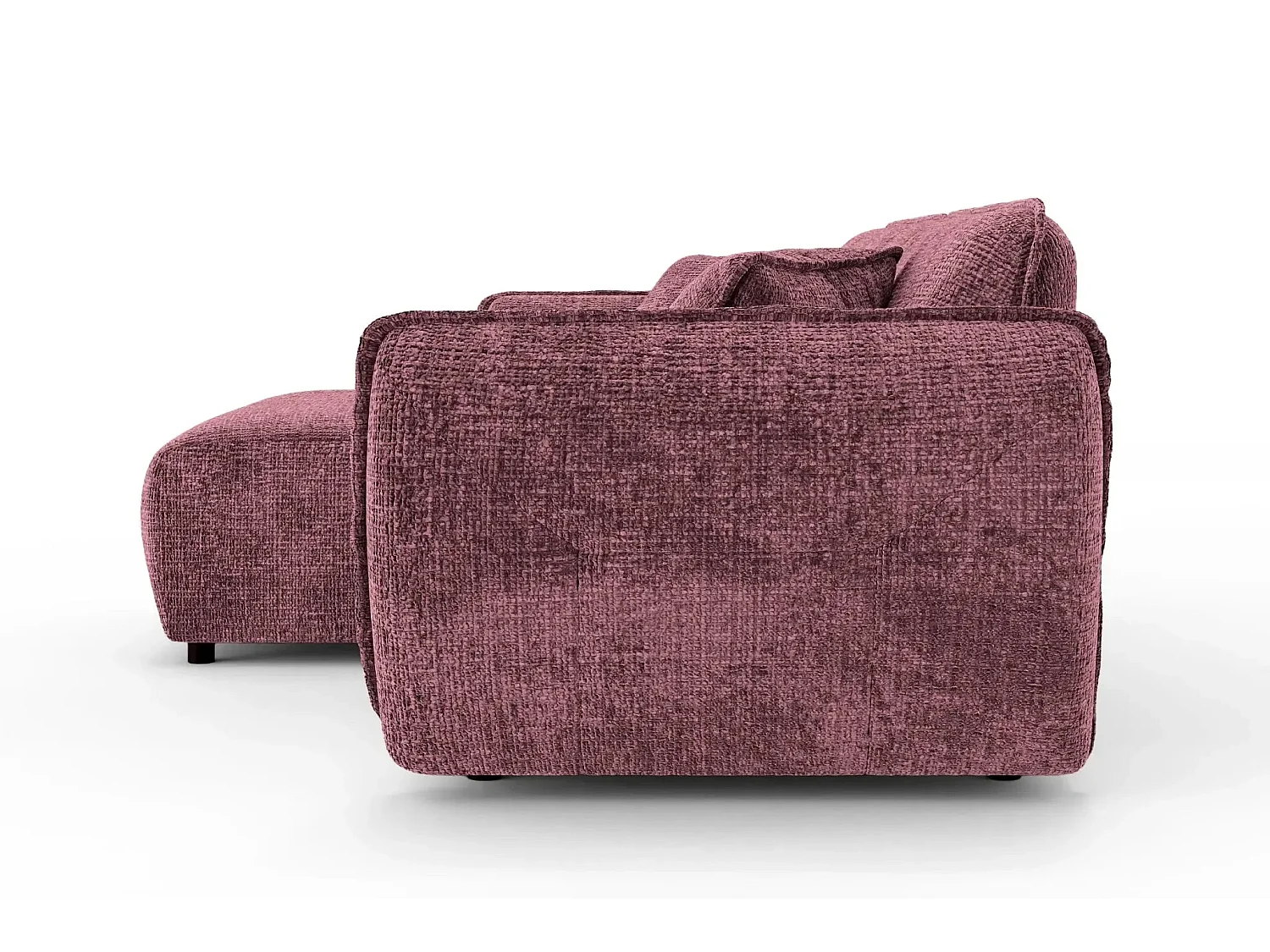 MONA - 4-zits hoekbank in chenille stof - Links - Bordeaux