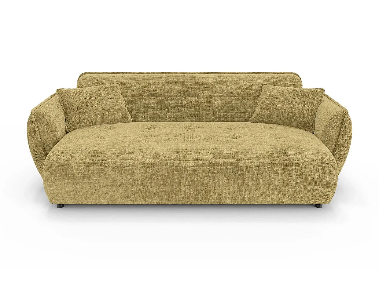 MONA - Canapé droit tissu chenille 3 places Moutarde