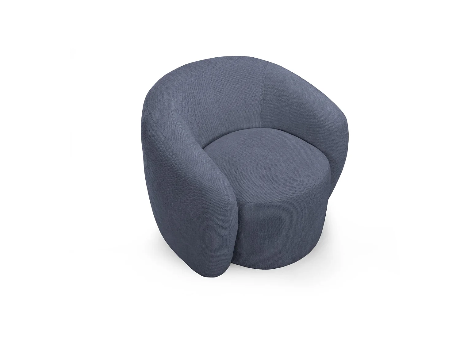 AURELIE - Pack 2-zits rechte bank + fauteuil + stoffen poef - Blauw