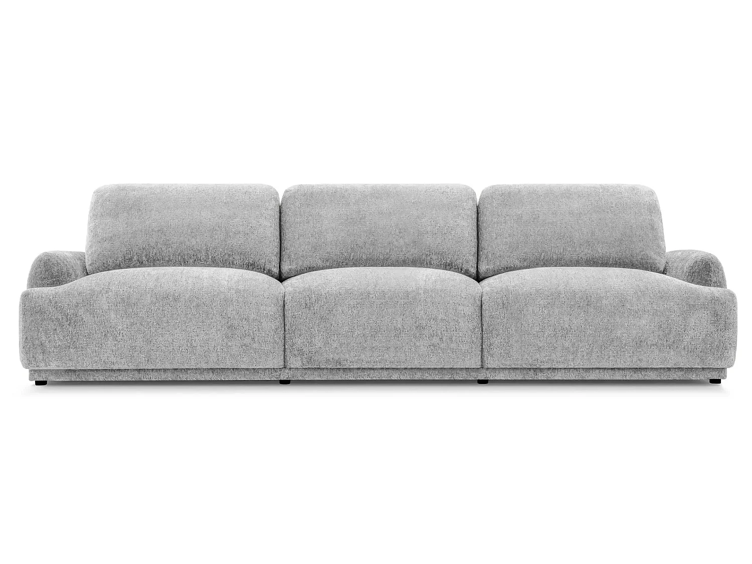 ROSALIE - Canapé droit tissu chenille 3 places Gris clair