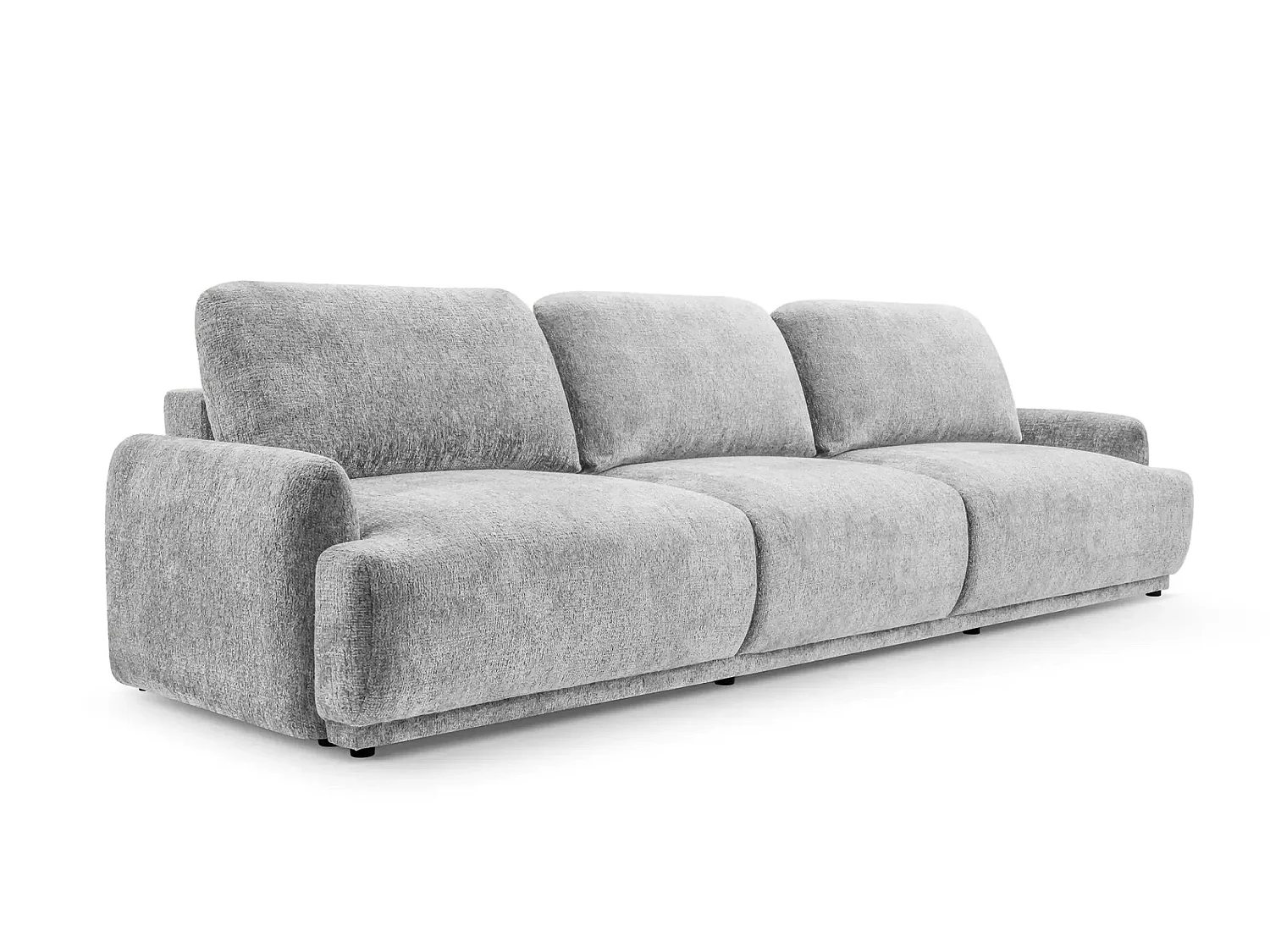 ROSALIE - Canapé droit tissu chenille 3 places Gris clair