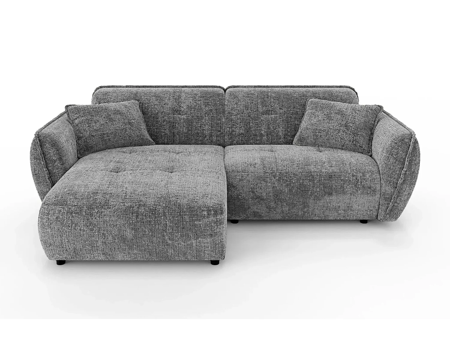 MONA - Canapé d'angle tissu chenille 4 places Gris foncé Droit