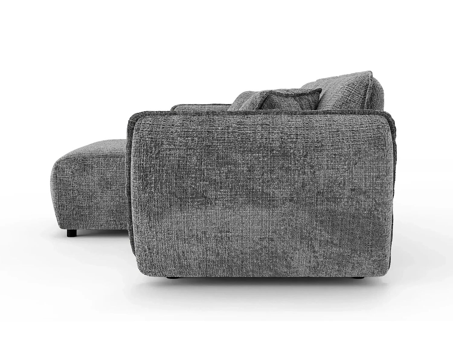 MONA - Canapé d'angle tissu chenille 4 places Gris foncé Droit