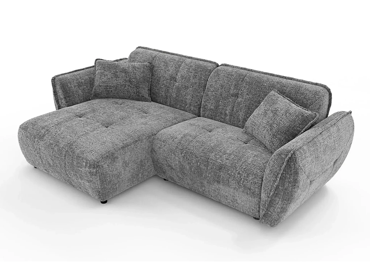 MONA - Canapé d'angle tissu chenille 4 places Gris foncé Droit