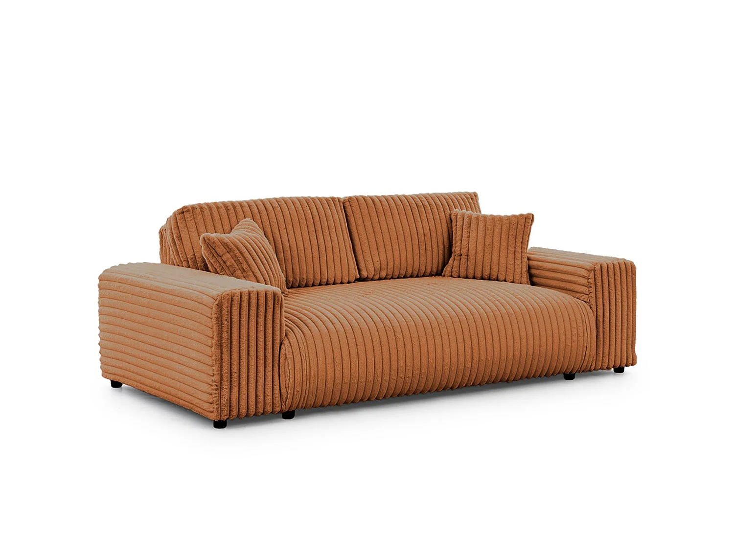 CAISA - 3-zits rechte grote corduroy bank - Terracotta