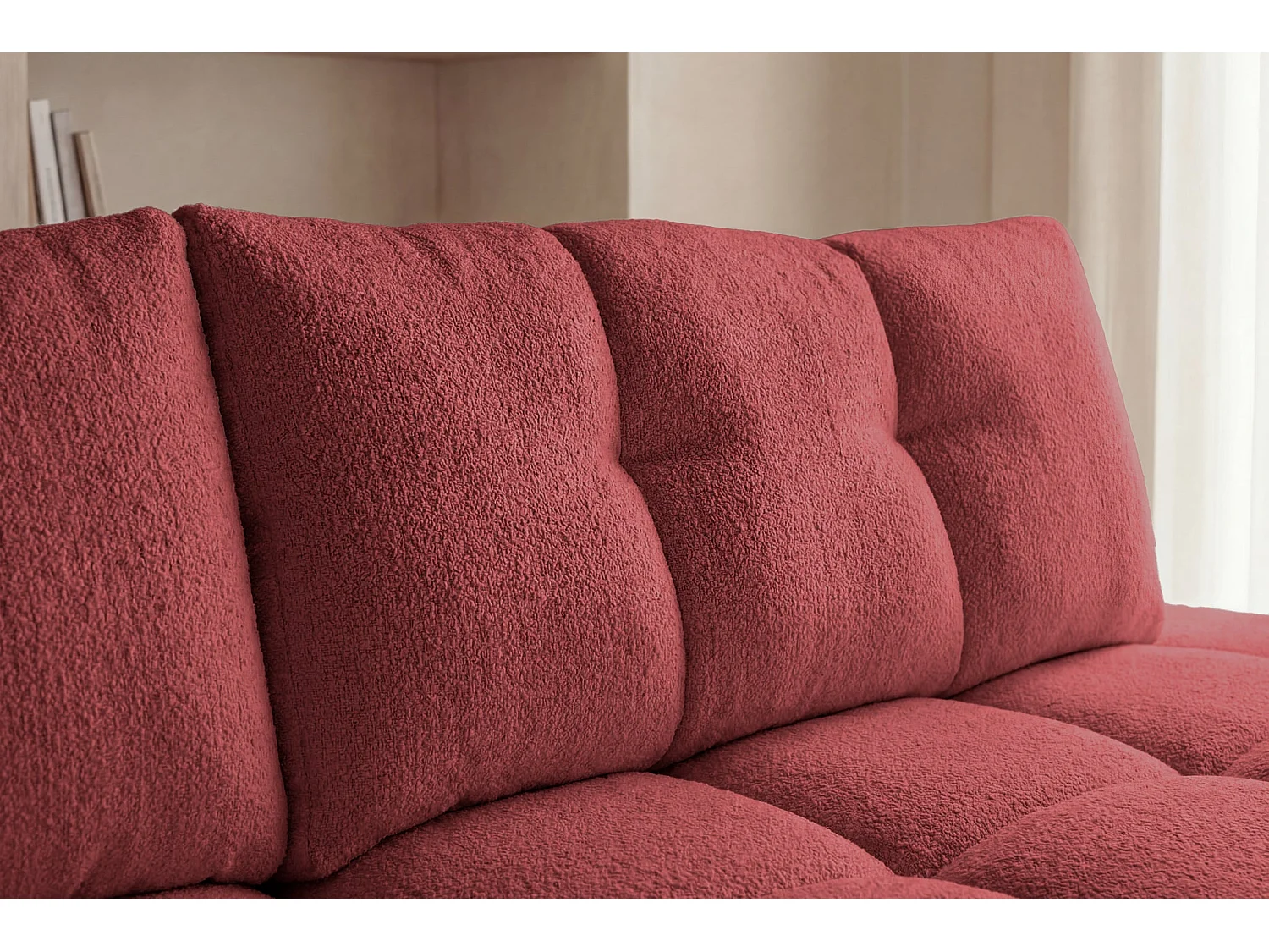 CONSTANCE - 4-zits hoekbank in chenille stof - Rood
