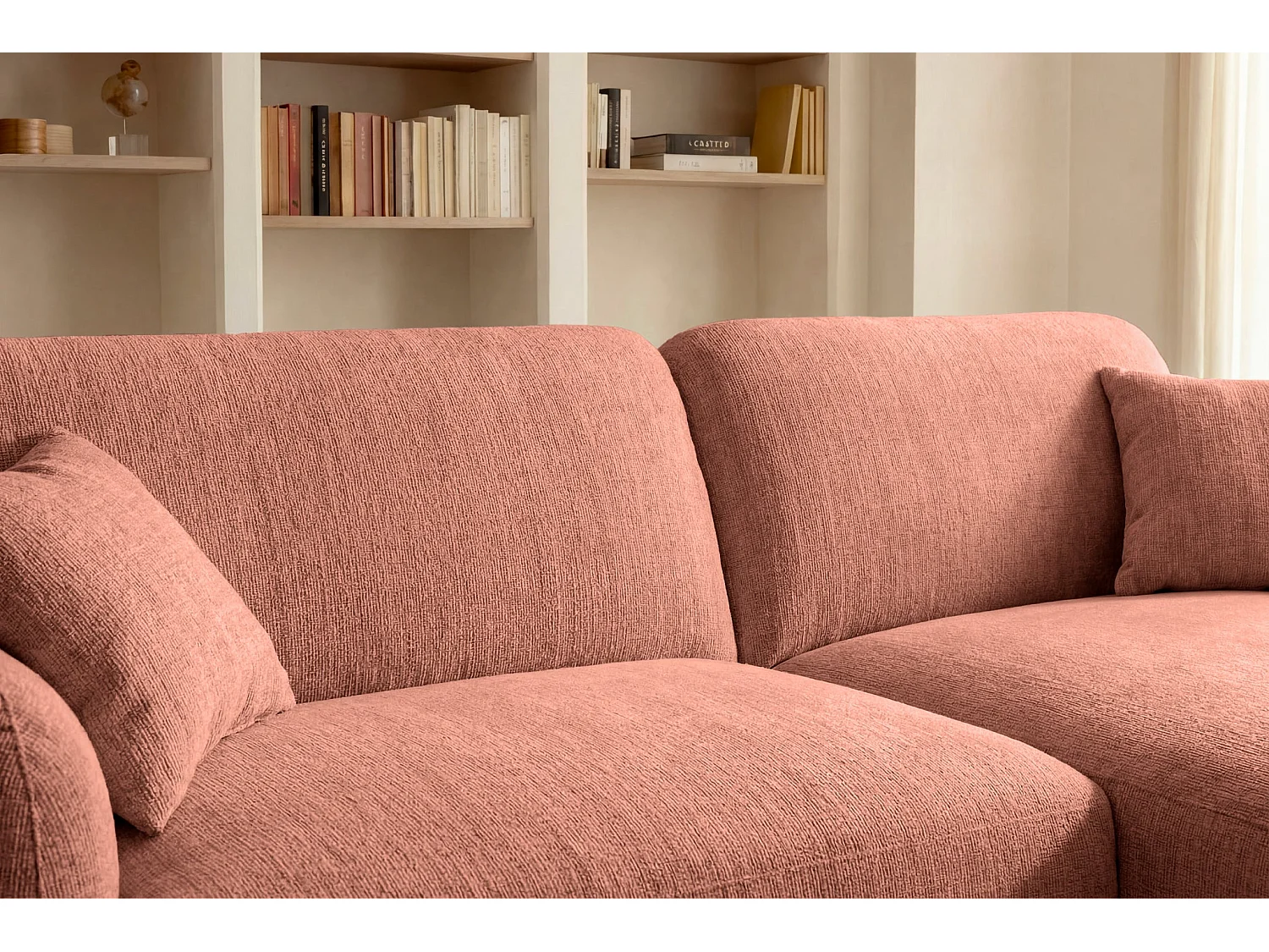 ROSALIE - 3-zits hoekbank in chenille stof - Terracotta
