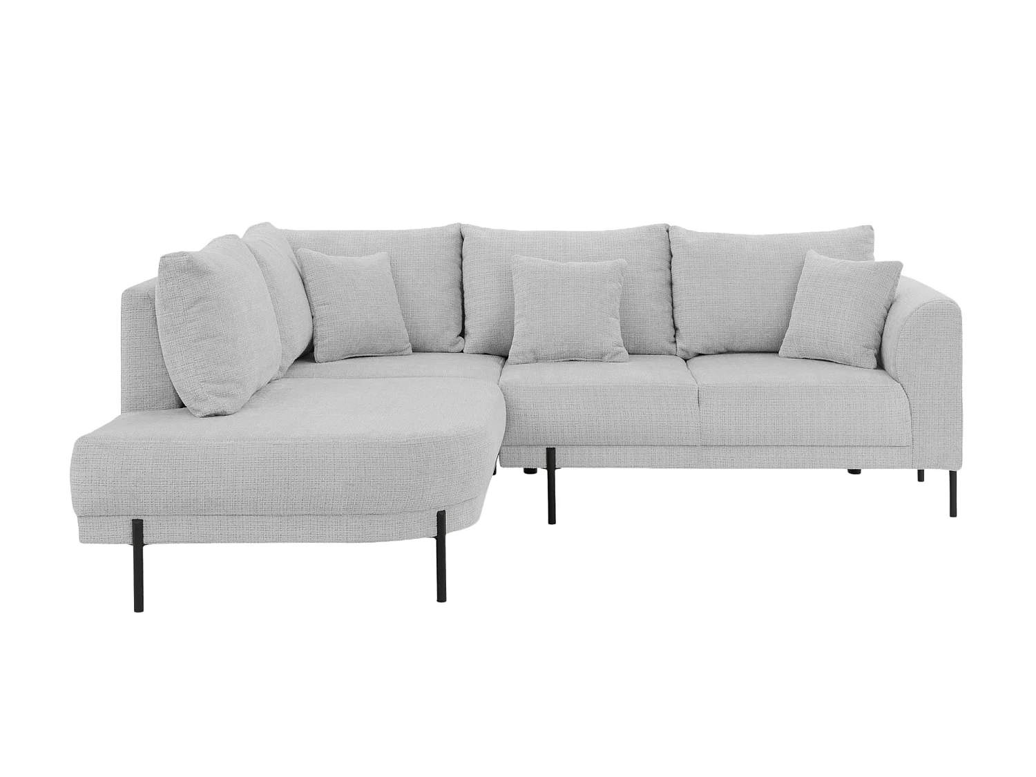 BIANCA - Canapé d'angle tissu chenille 4 places Gris clair Gauche