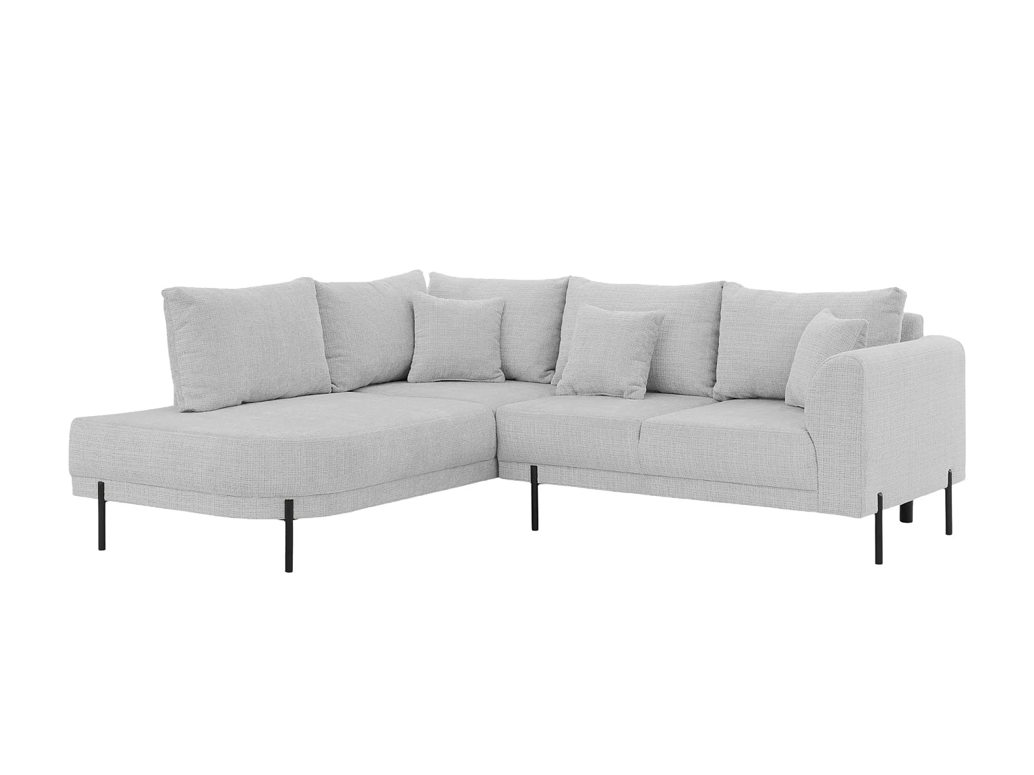 BIANCA - Canapé d'angle tissu chenille 4 places Gris clair Gauche