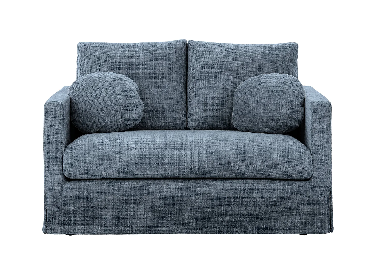 LEONIE - 2-zits rechte bank in chenille stof met afneembare hoezen - Blauw