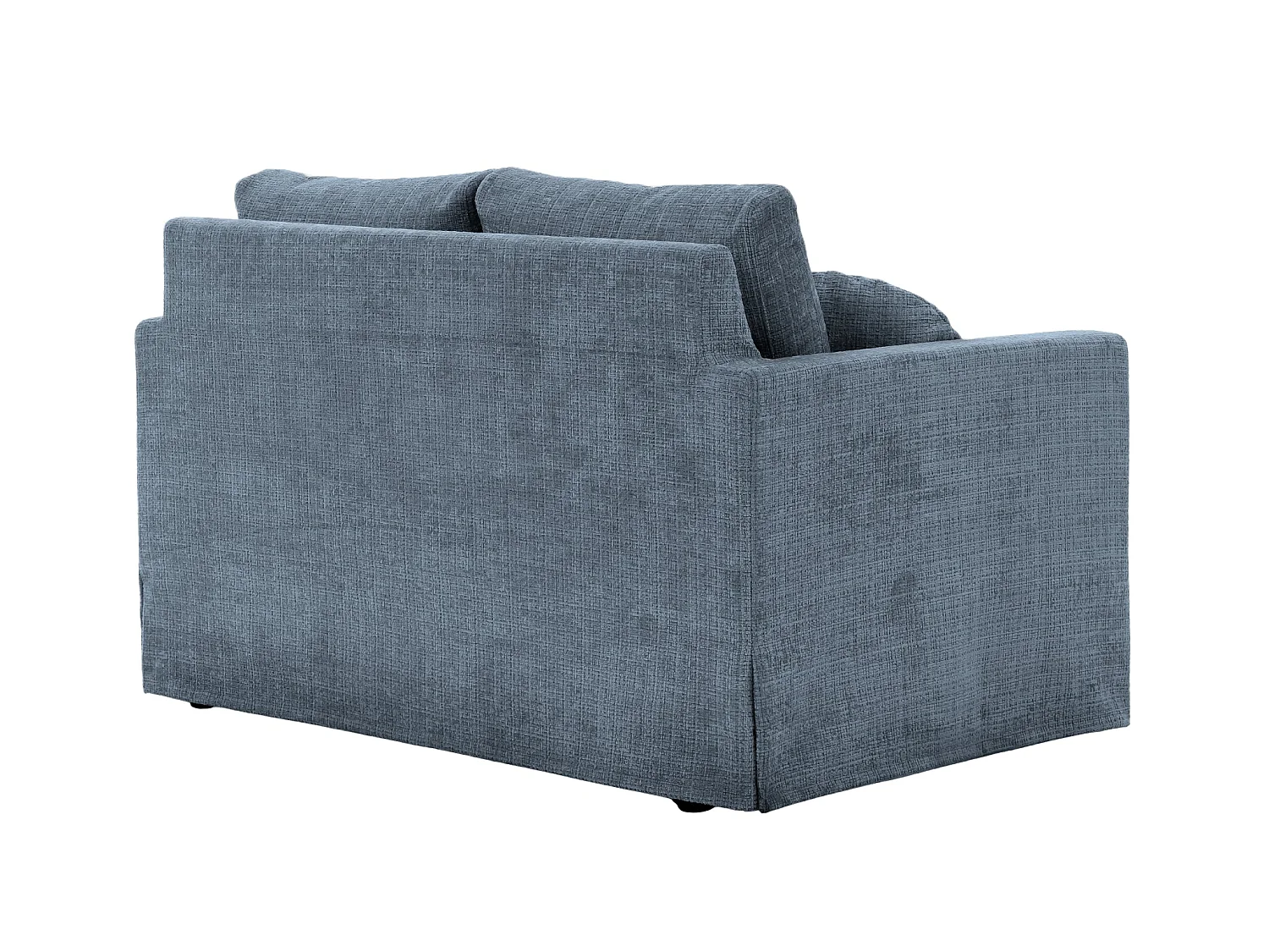 LEONIE - 2-zits rechte bank in chenille stof met afneembare hoezen - Blauw