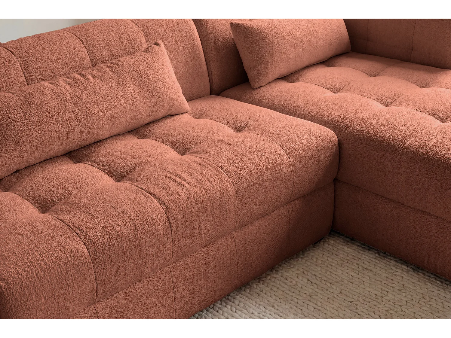 ARLETTE - 4-zits hoekbank in chenille stof, rechts - Terracotta