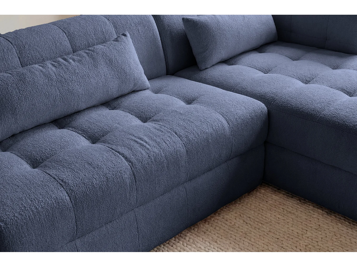 ARLETTE - Chenille stoffen hoekbank 4 zits Links - Blauw