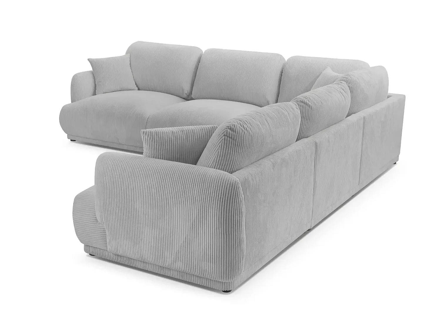 ROSALIE - Canapé panoramique modulable velours côtelé 5 places Droit Gris clair