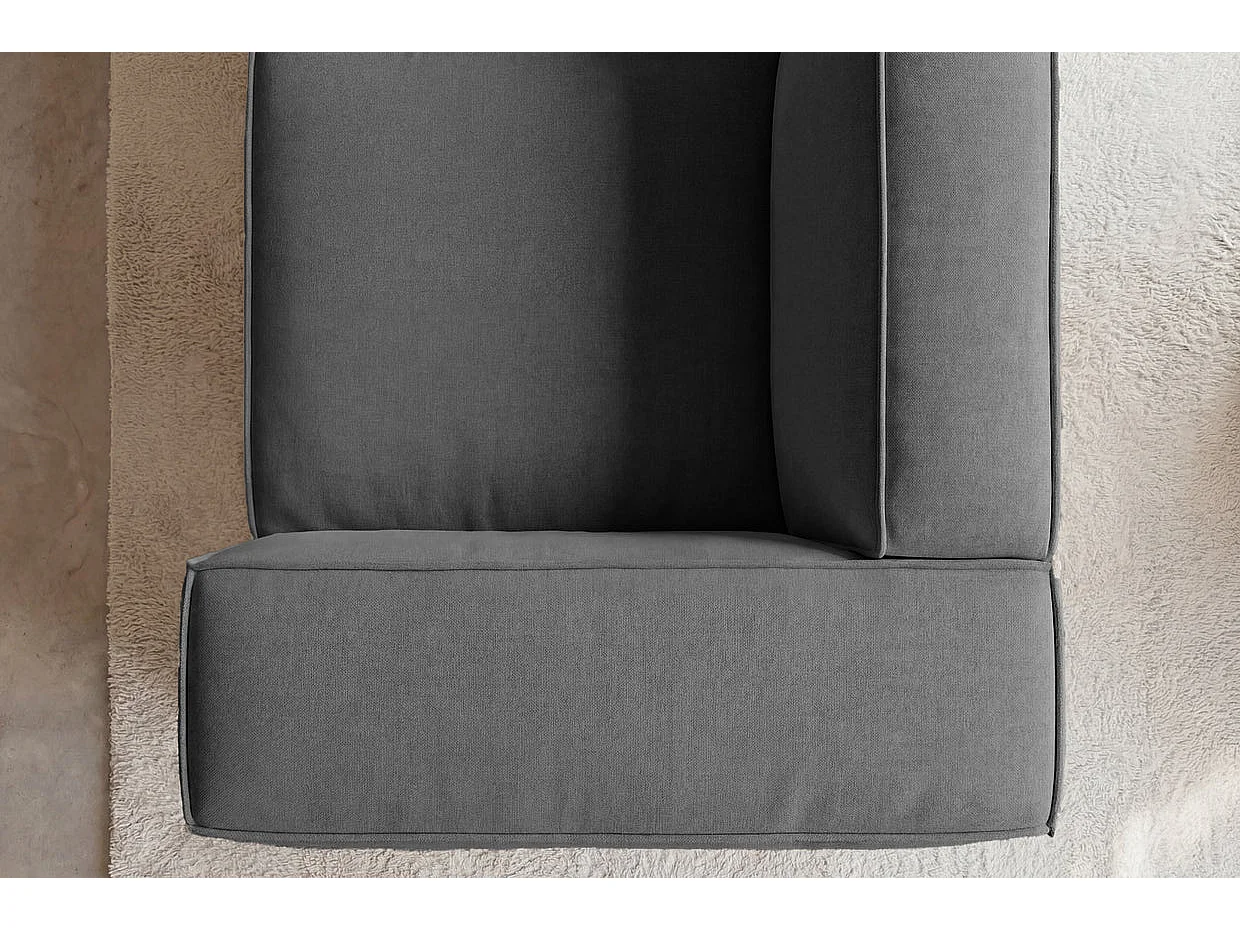 MINI BASIL - Canapé droit tissu lisse 2 places Gris foncé