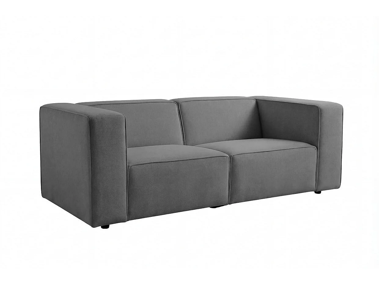MINI BASIL - Canapé droit tissu lisse 2 places Gris foncé