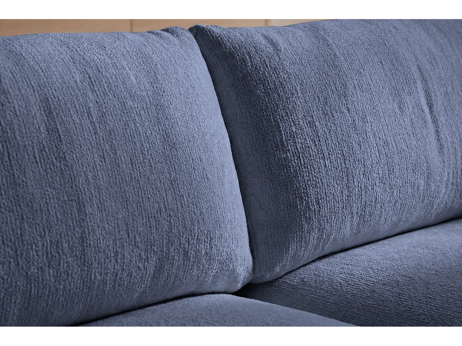ELLY - 4-zits hoekbank in chenille stof - Recht - Blauw