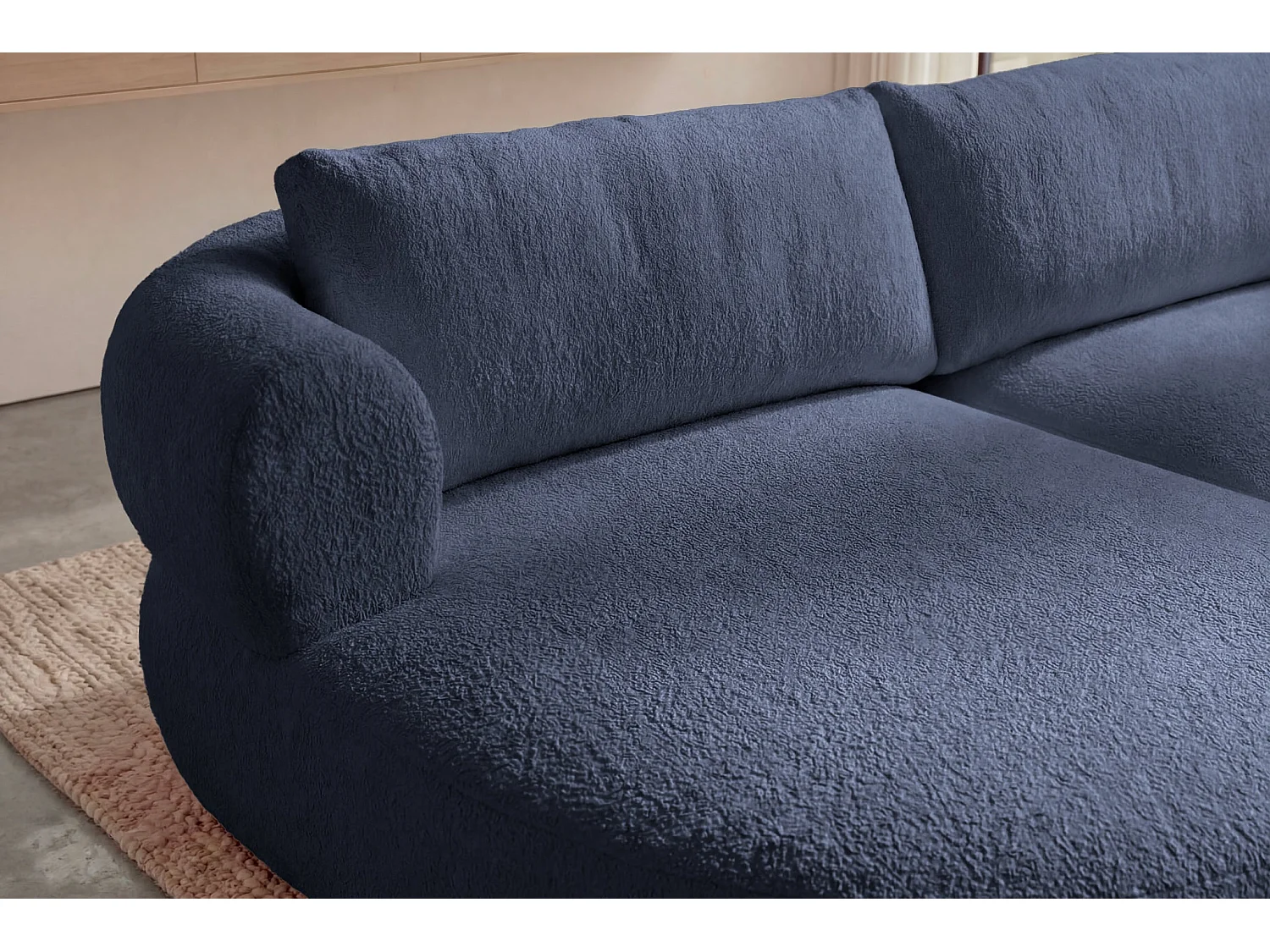 ELLY - 4-zits hoekbank in chenille stof - Recht - Blauw