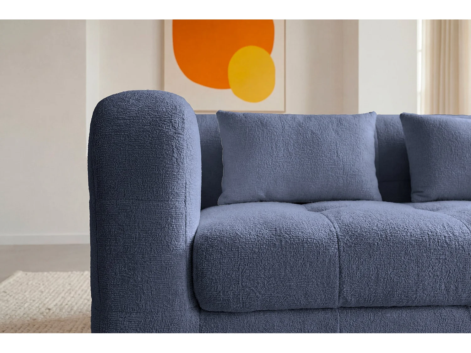 ARLETTE - 2-zits rechte bank in chenille stof - Blauw