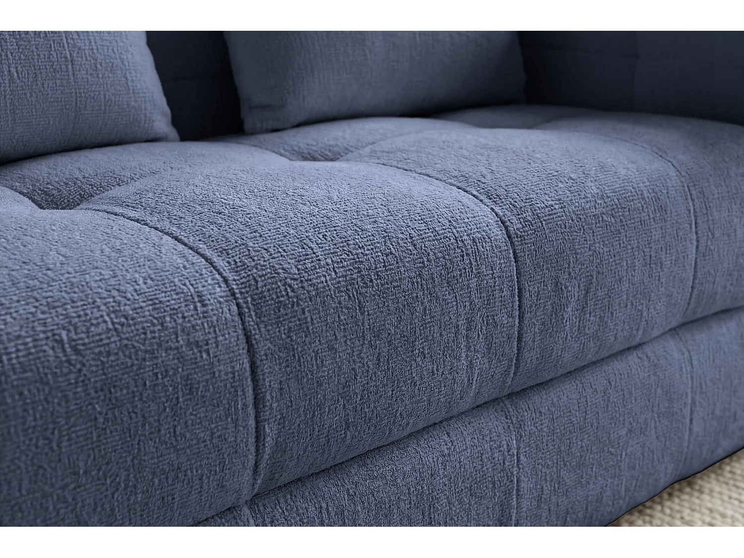 ARLETTE - 2-zits rechte bank in chenille stof - Blauw