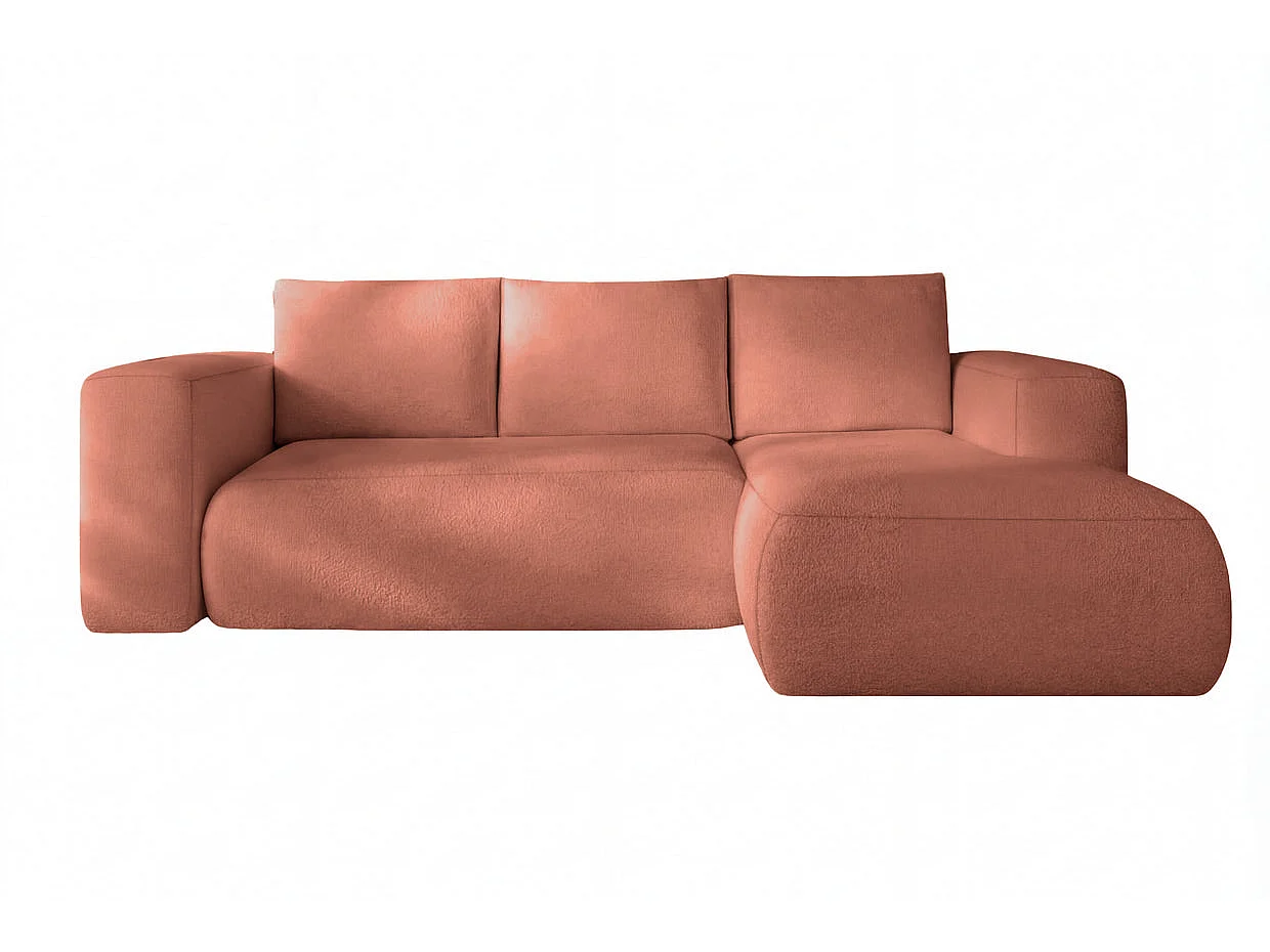 ARIEL - Bouclette stoffen hoekbank, 4 zits, rechts - Terracotta