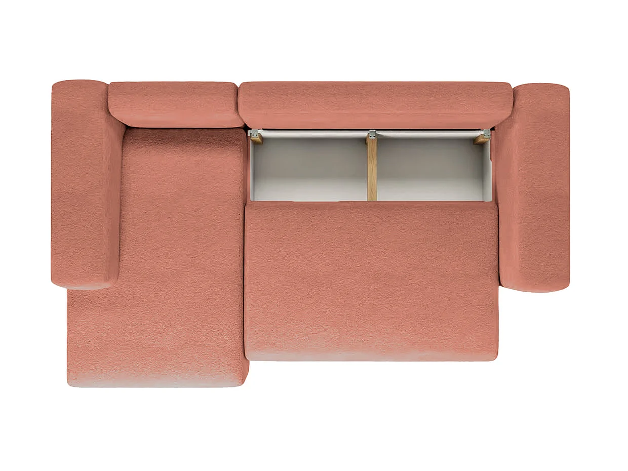 ARIEL - Bouclette stoffen hoekbank, 4 zits, rechts - Terracotta