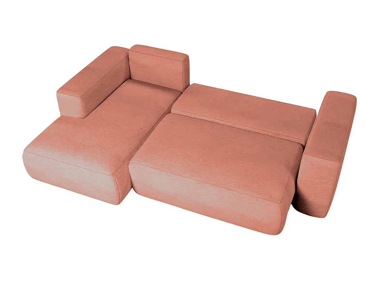 ARIEL - Bouclette stoffen hoekbank, 4 zits, rechts - Terracotta