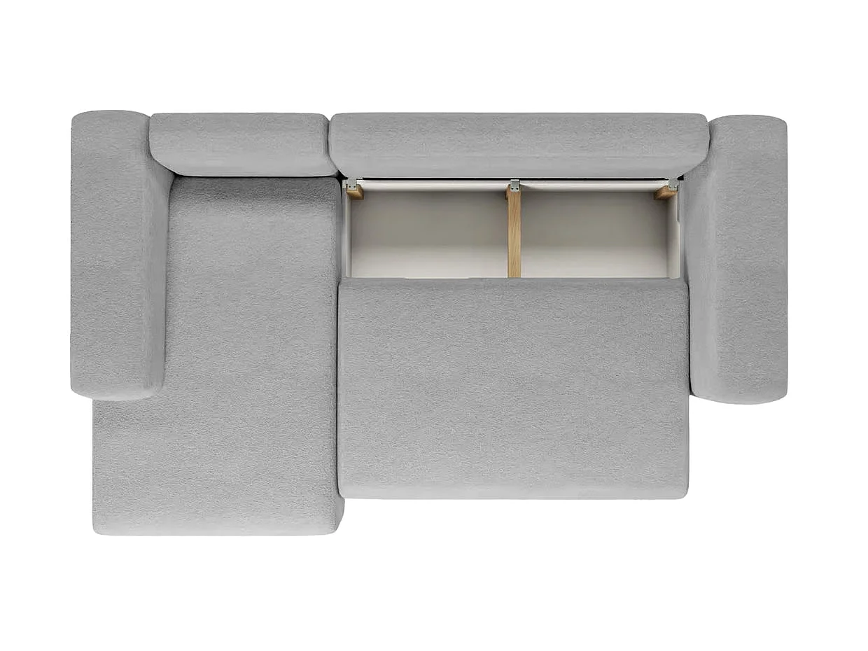 ARIEL - Canapé d'angle tissu bouclette 4 places Gris clair Droit