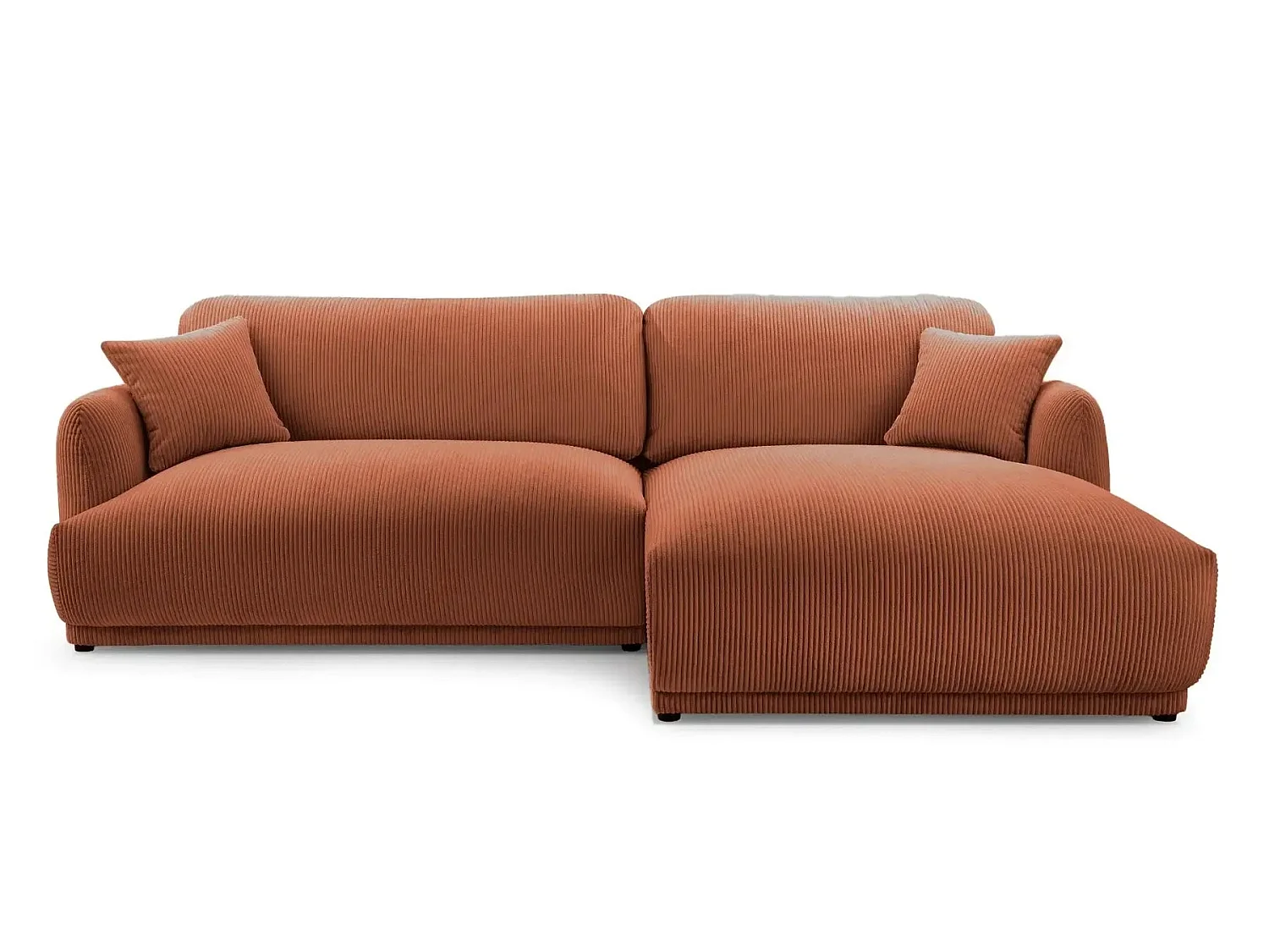 ROSALIE - 3 zits kleine corduroy hoekbank - Links - Terracotta
