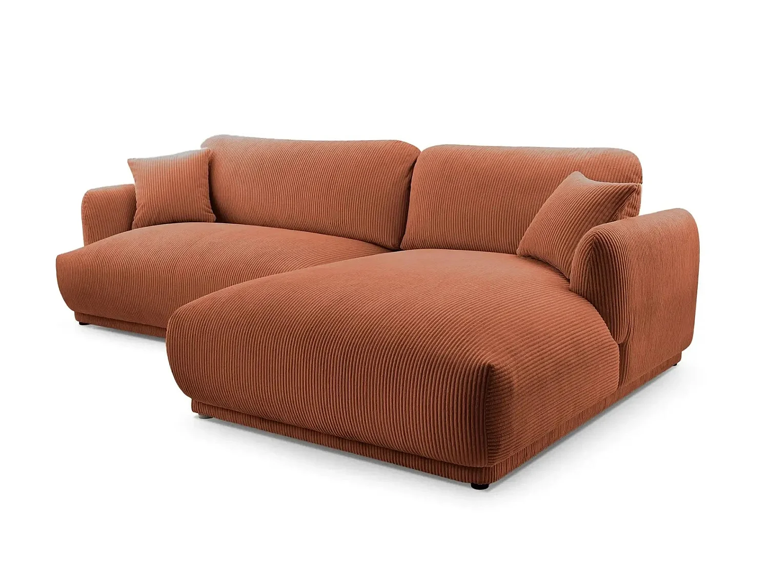 ROSALIE - 3 zits kleine corduroy hoekbank - Links - Terracotta