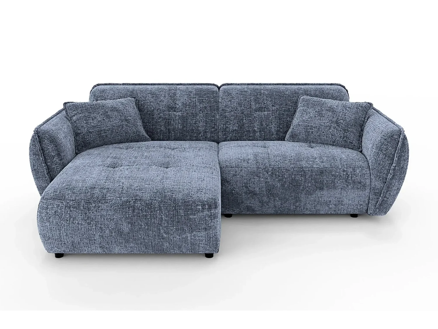 MONA - 4-zits hoekbank in chenille stof - Links - Blauw