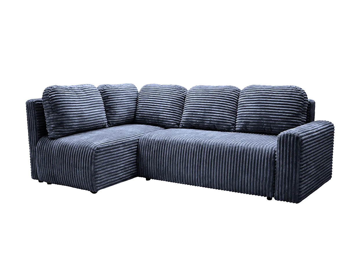 ELVIS L - 4 zits grote corduroy hoekbank - Blauw