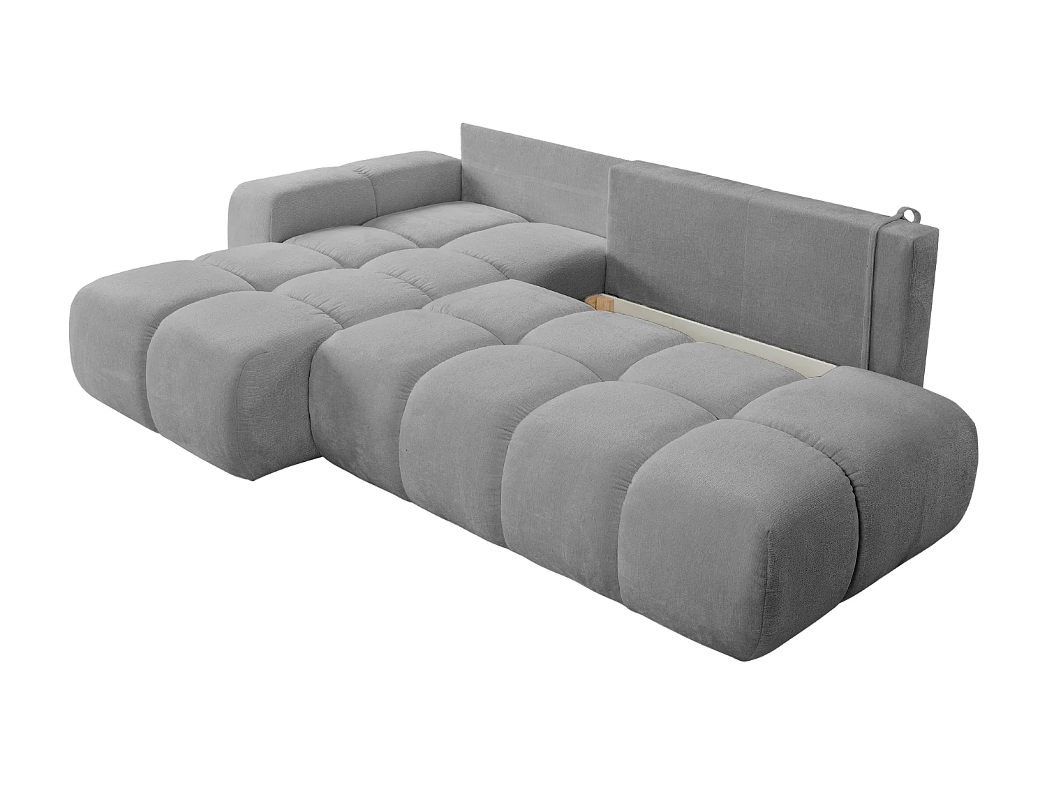 CONSTANCE - Canapé d'angle tissu chenille 4 places Gris clair Droit
