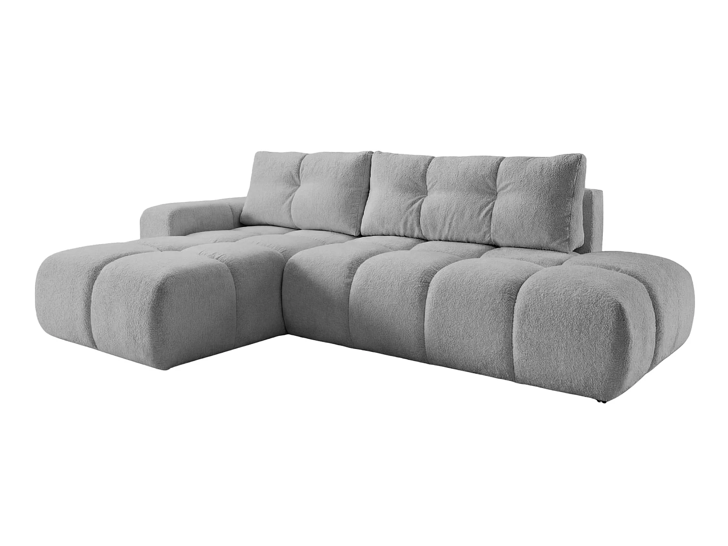 CONSTANCE - Canapé d'angle tissu chenille 4 places Gris clair Droit