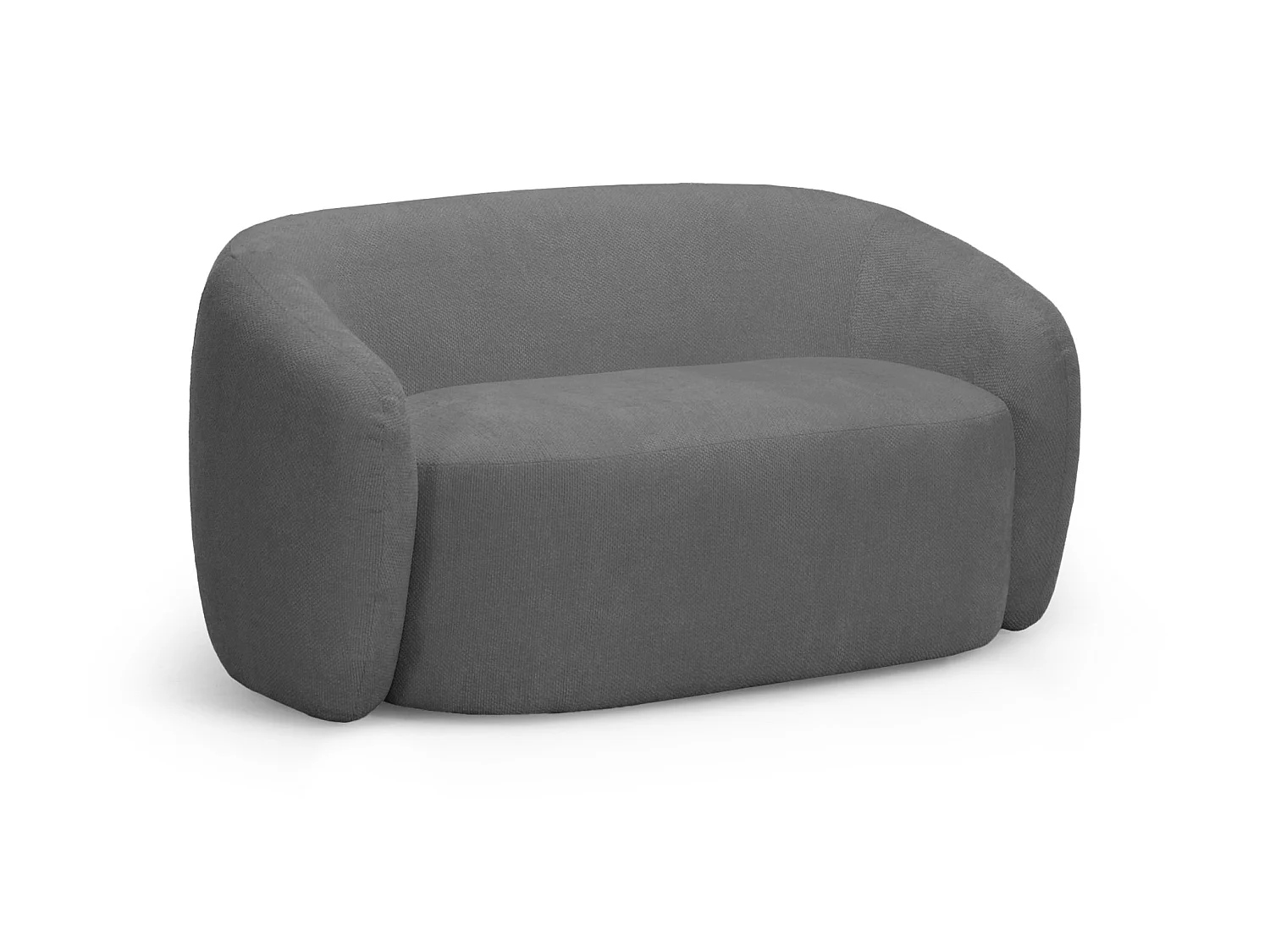 AURELIE - Pack Canapé droit 2 places + fauteuil + pouf tissu Gris foncé