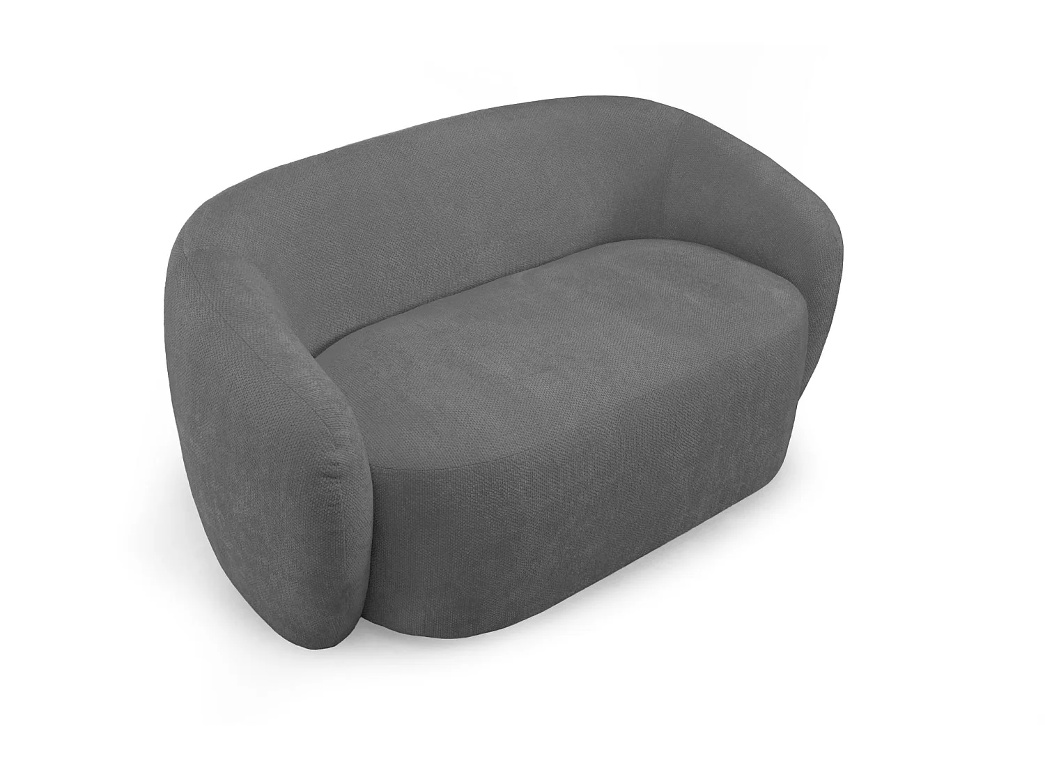AURELIE - Pack Canapé droit 2 places + fauteuil + pouf tissu Gris foncé