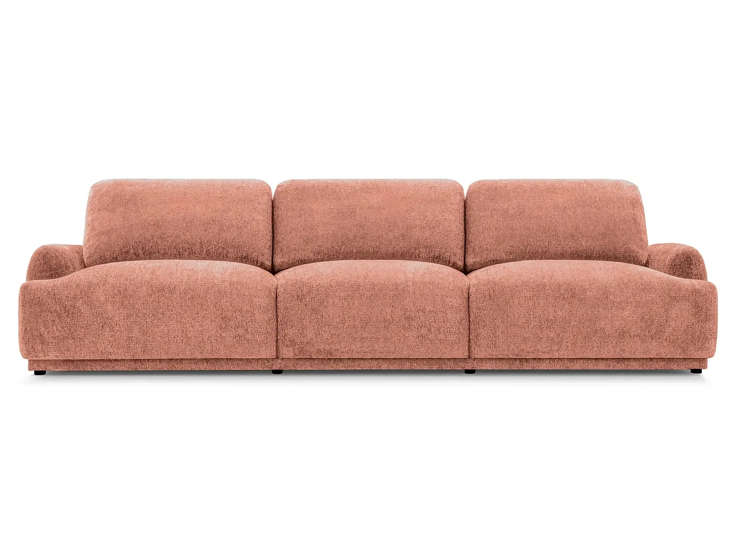 ROSALIE - 3-zits rechte bank in chenille stof - Terracotta