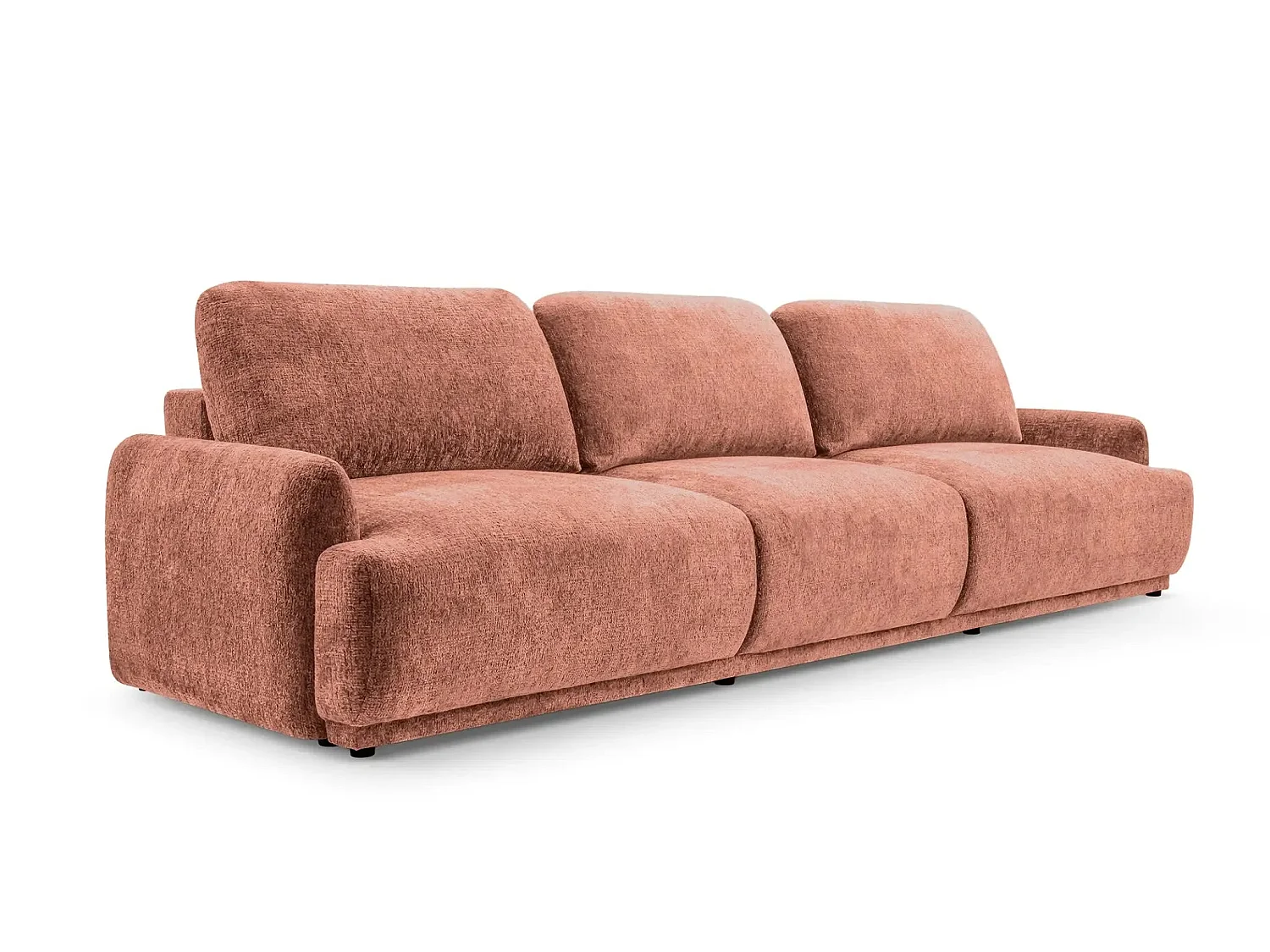 ROSALIE - 3-zits rechte bank in chenille stof - Terracotta